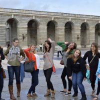 Modeling in front of the Palacio Real – Isabelle Hicks